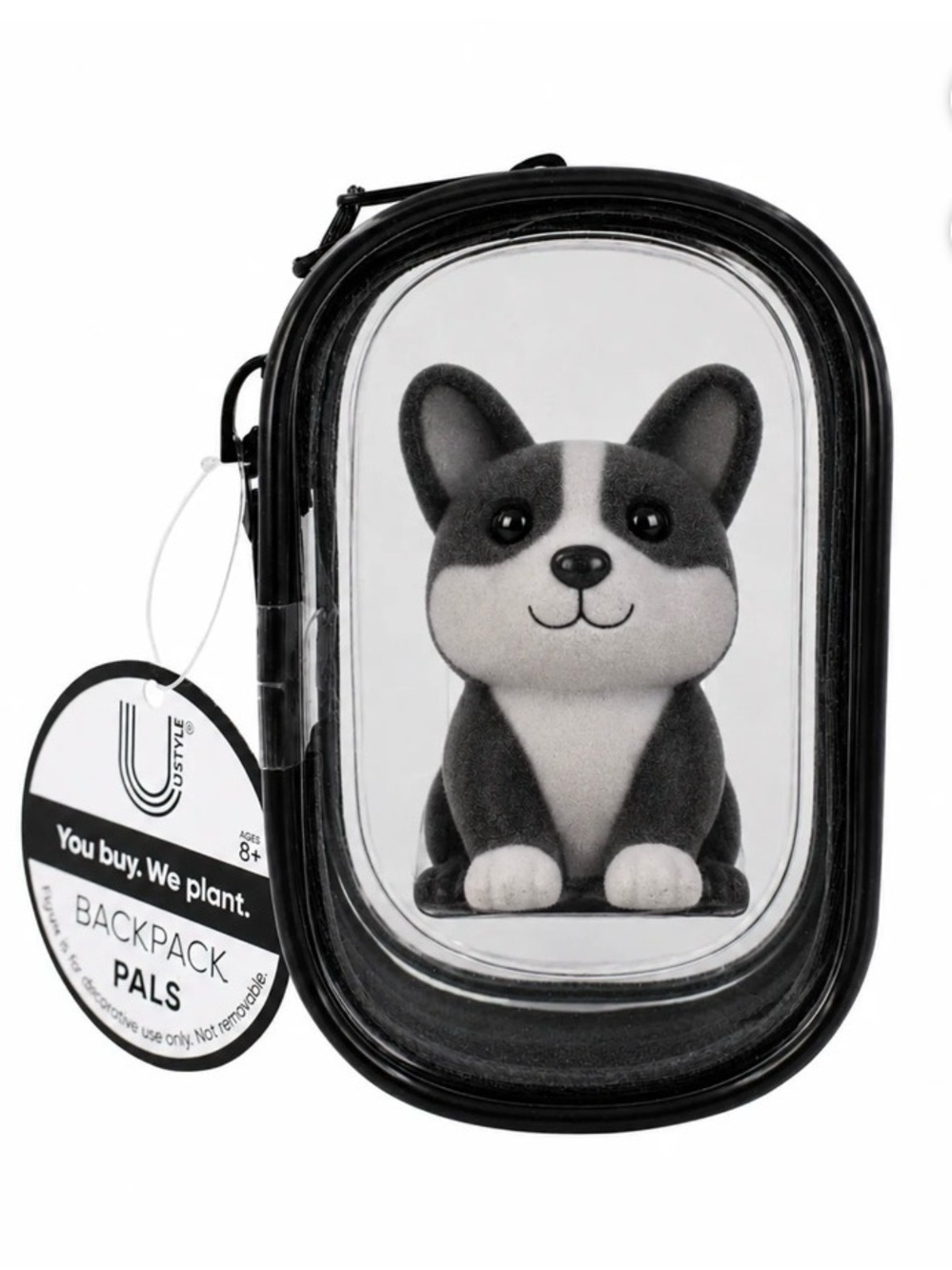 Trinket pouch with flocked figure (Corgi)